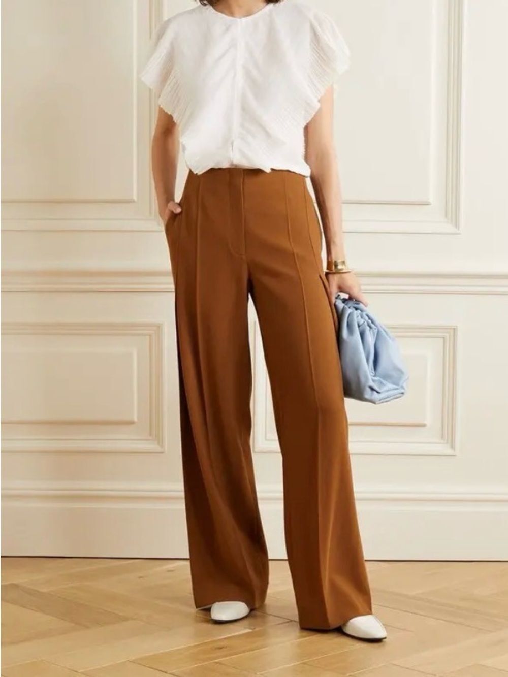 The row Wiola Layered Plissé-Chiffon Blouse size XS/S